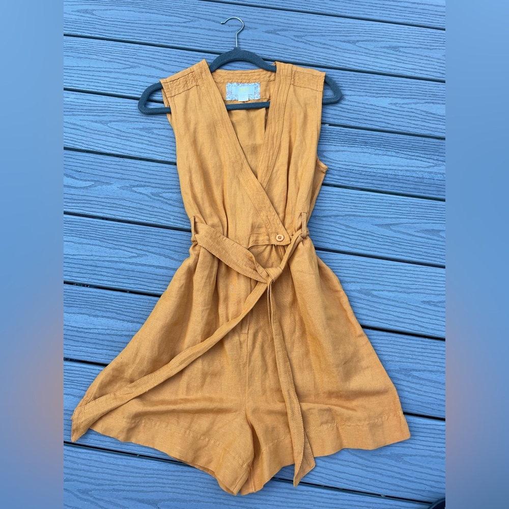 Maeve by Anthro Orange Tie Romper